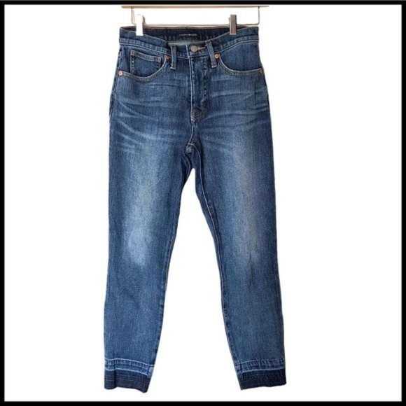 Lucky Brand Jeans Bridgette Skinny Raw Hem Ankle High Rise Dark Wash Denim Blue - Picture 3 of 11